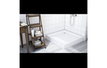 PLUS Піддон 90х90х16см квадратний акриловий, інтегрована панель, злив Технопласт