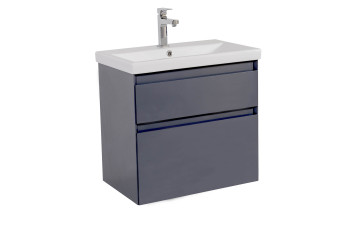 Тумба Элит консольная 70 см с умывальником Элит (Графит глянец)
