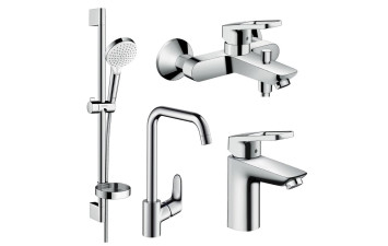 LOGIS LOOP набір змішувачів для ванни, умивальник 100,  кухня (71151000, 71244000, 26553400, 31820000)