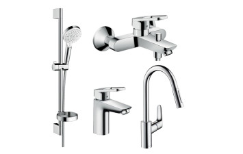 LOGIS LOOP набір змішувачів для ванни, умивальник 100 кухня (71151000, 71244000, 26553400, 31815000)