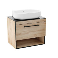 BLACK EDGE комплект меблів 70см, дуб: тумба підвісна зі стільницею 1 ящик, умивальник накладний i32119(2)