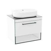 BLACK EDGE комплект меблів 70см, білий: тумба підвісна зі стільницею 1 ящик, умивальник накладний i32119(2)