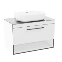 BLACK EDGE комплект меблів 90см, білий: тумба підвісна зі стільницею 1 ящик,  умивальник накладний i32119(2)