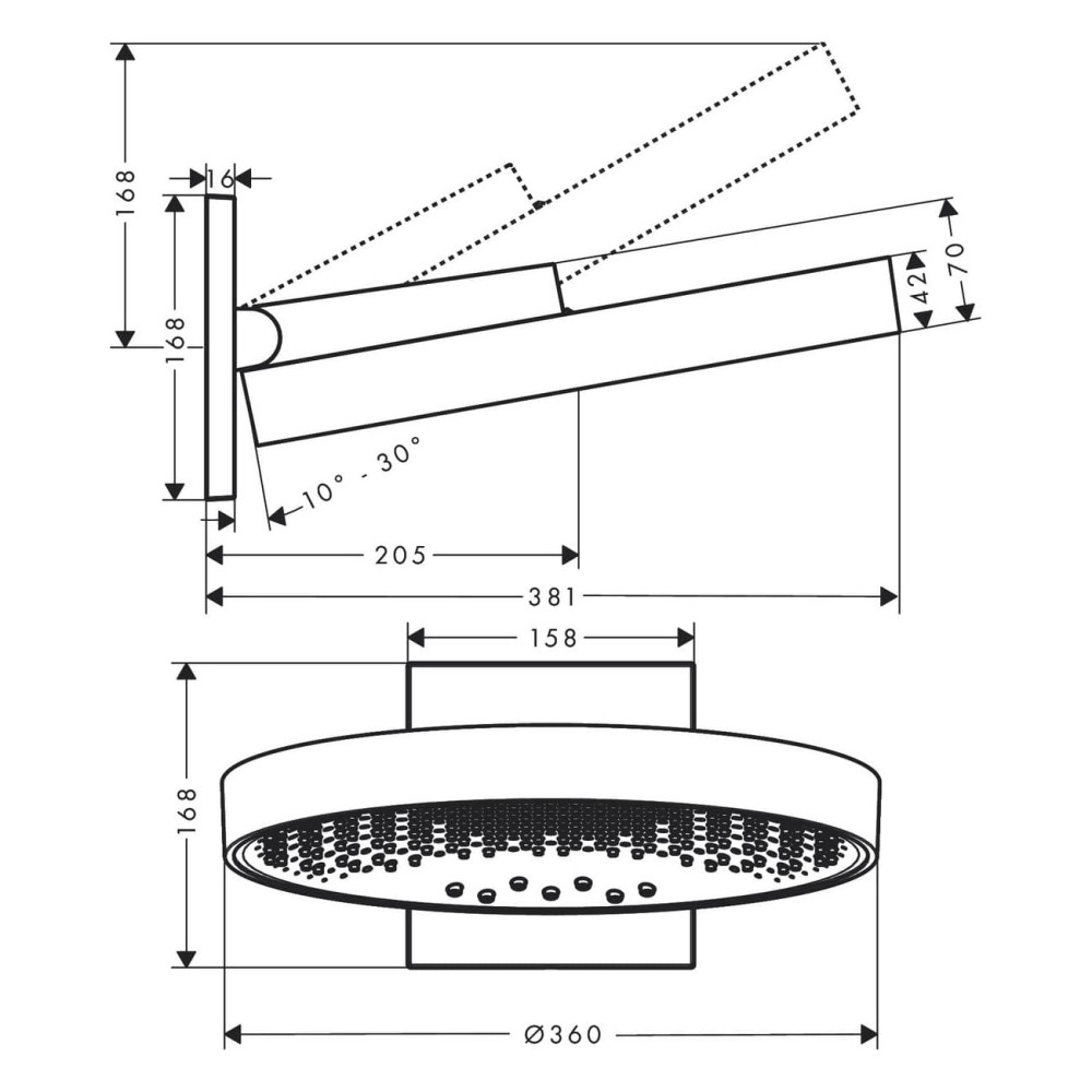RAINFINITY верхний душ 360 3jet, с настенным держателем