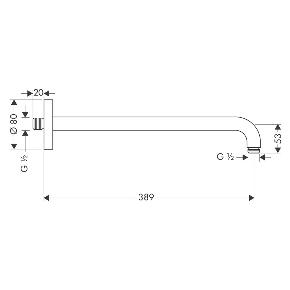 CROMA держатель душа 389 мм, ½’, цвет матовый черный