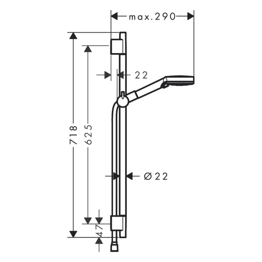 VERNIS BLEND Vario душевой набор, 2 режима, штанга 0,65м, шланг 1,6м, цвет черный матовый