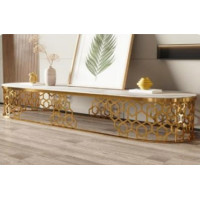 Тумба під телевізор TS044 (200x40x42) Золота нержав.сталь, мармур SOGNI