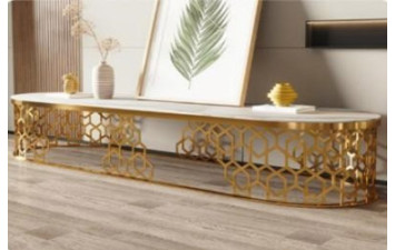 Тумба під телевізор TS044 (200x40x42) Золота нержав.сталь, мармур SOGNI