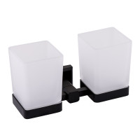 Склянка для зубних щіток подвійнаЛеонардо, чорна матова 9928А