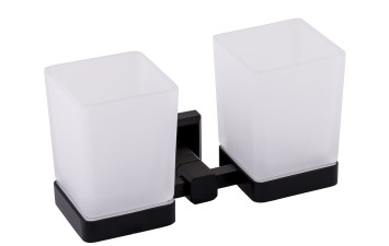 Склянка для зубних щіток подвійнаЛеонардо, чорна матова 9928А