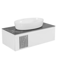 Тумба Манхеттен білий мат зі стільницею 100 см та умивальником One 67 см Овал