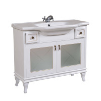 Тумба Беатріче Люкс 100 см З Умивальником Нью Класік Біла Патина Золото