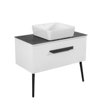 Меблі Сiена білий мат зі стільницею 90 см та умивальником ONE 46*46 см квадрат