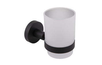 8121 BLACK Склянка для зубних щіток GLORIA, скло,  чорна матова